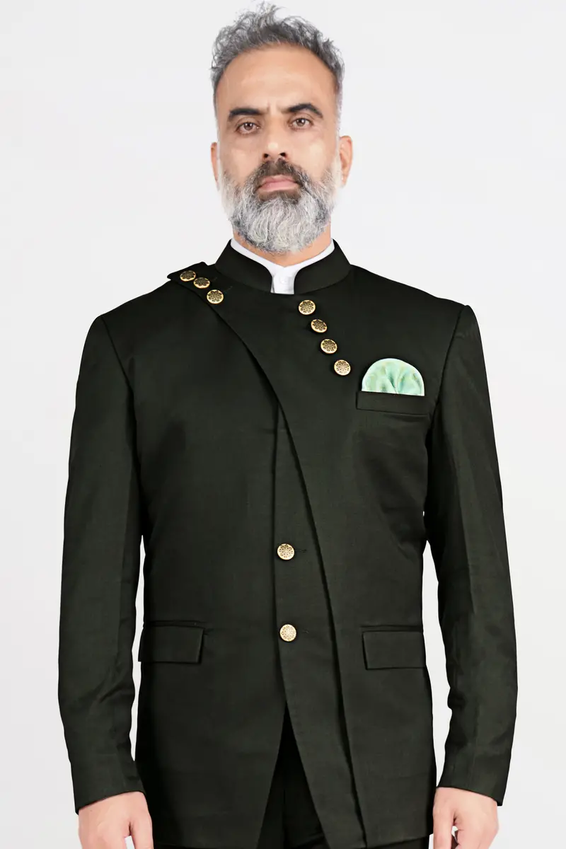 Rangoon Green Wool Rich Bandhgala Designer Blazer 8