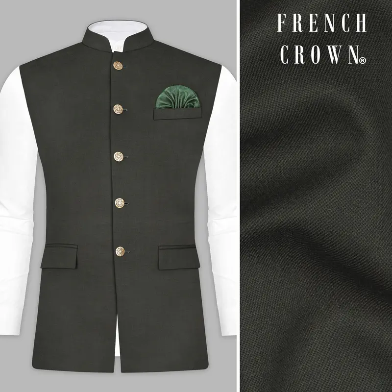Rangoon Green Wool Rich Nehru Jacket 1