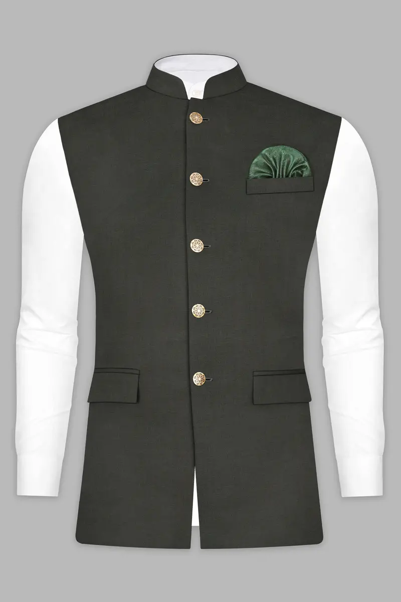Rangoon Green Wool Rich Nehru Jacket 2