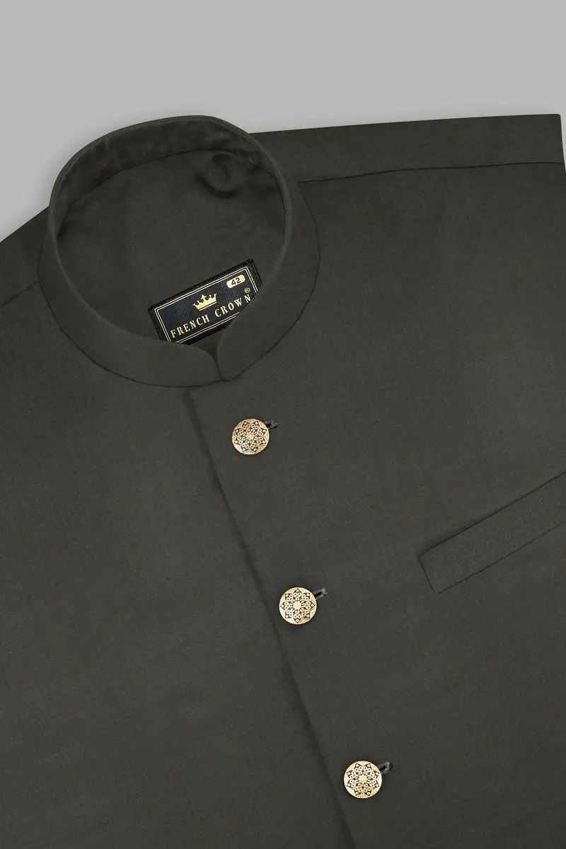 Rangoon Green Wool Rich Nehru Jacket 4