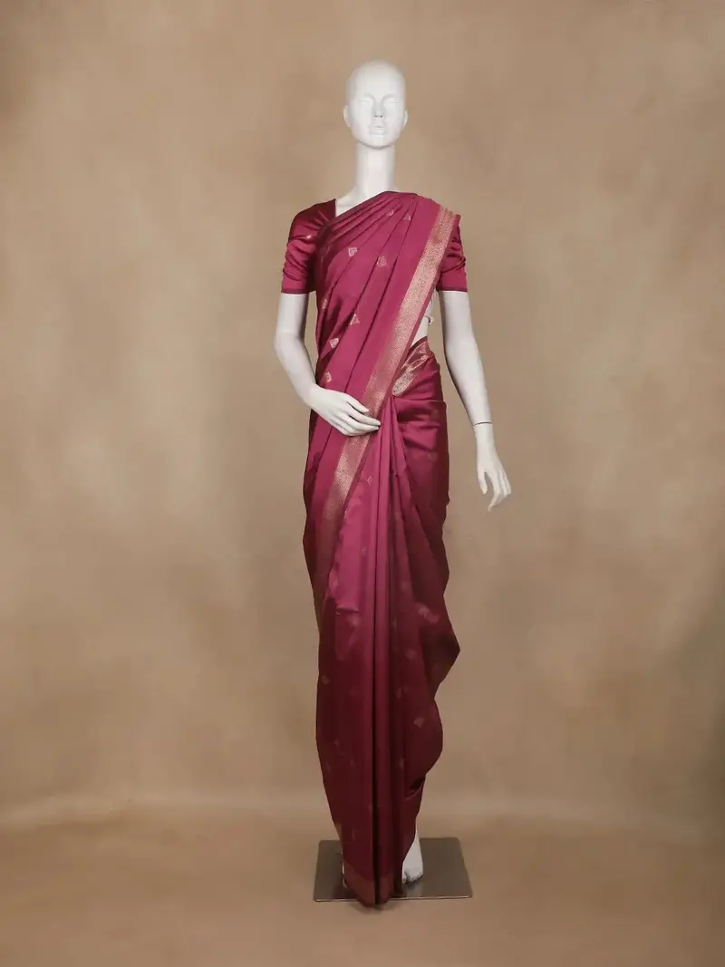 Rani Pink Butta Design Tissue Silk Saree 1