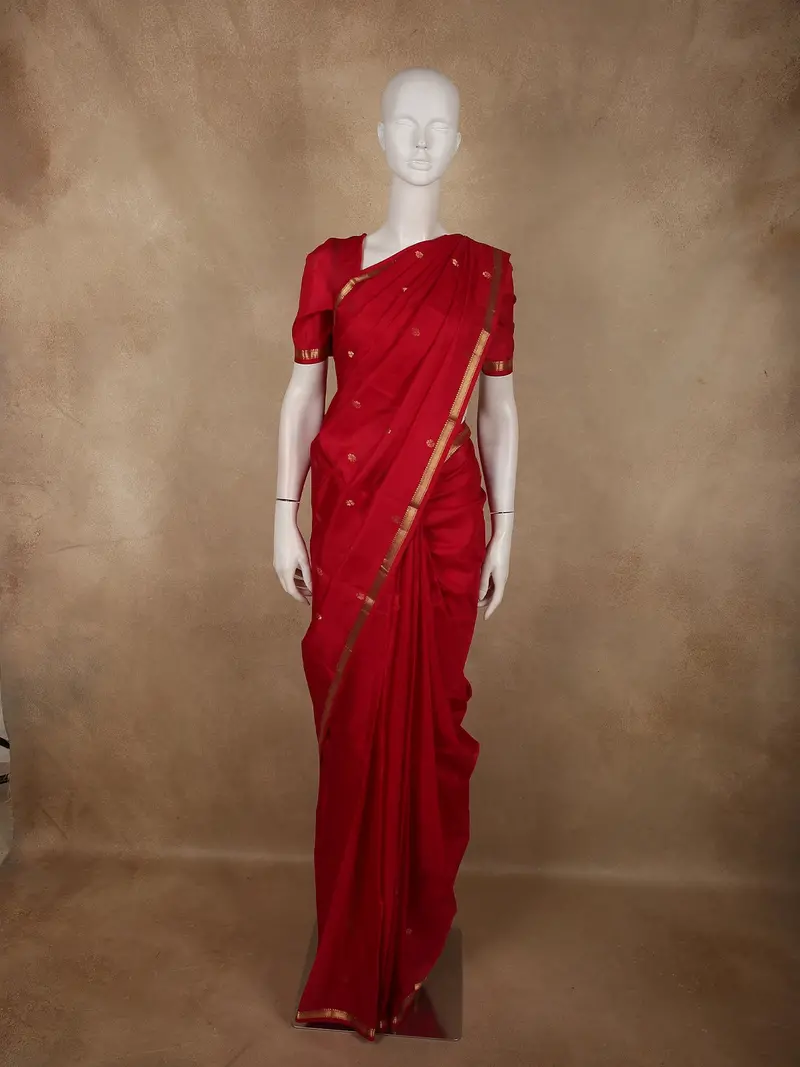 Rani Pink  Butta Zari Woven Design Kanchipuram Silk Saree 1