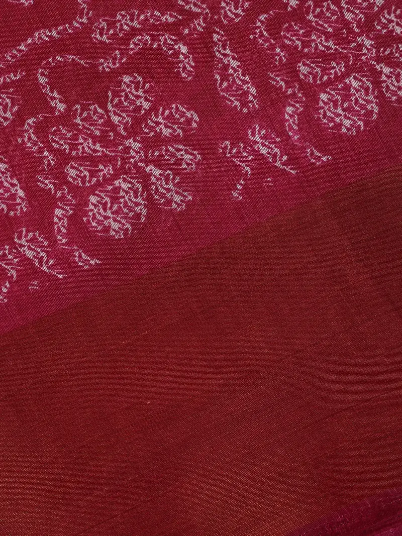 Rani Pink Floral Printed Fancy Cotton Saree 2