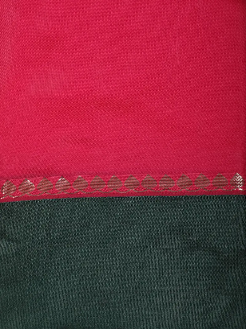 Rani Pink Solid Design Semi Silk Fancy Wear Saree With Contrast Border 2
