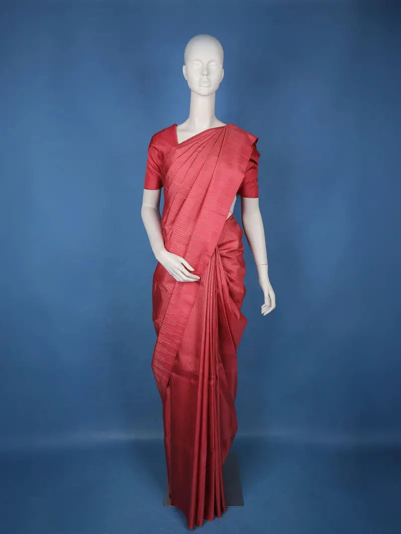 Rani Pink Striped Woven Design Pure Silk Saree 1