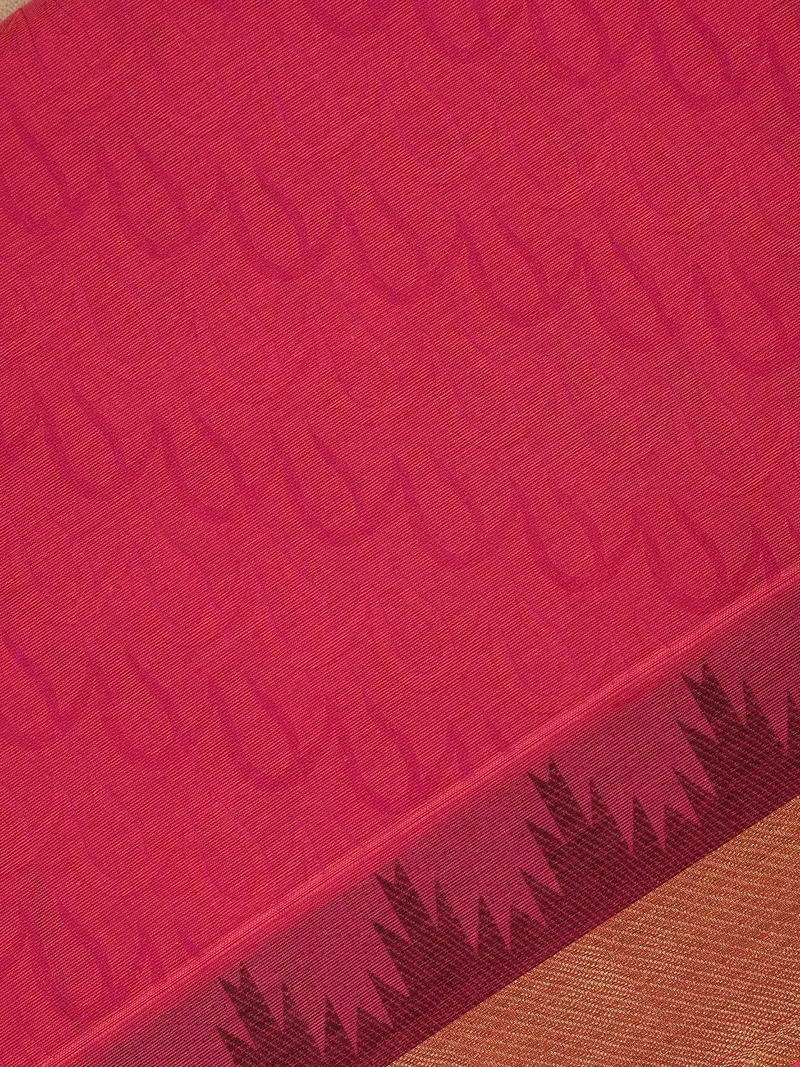 Rani Pink Wave Woven Design Cotton Saree 2