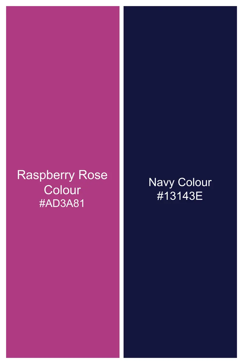Raspberry Rose Pink With Navy Washed Denim Shirt 8