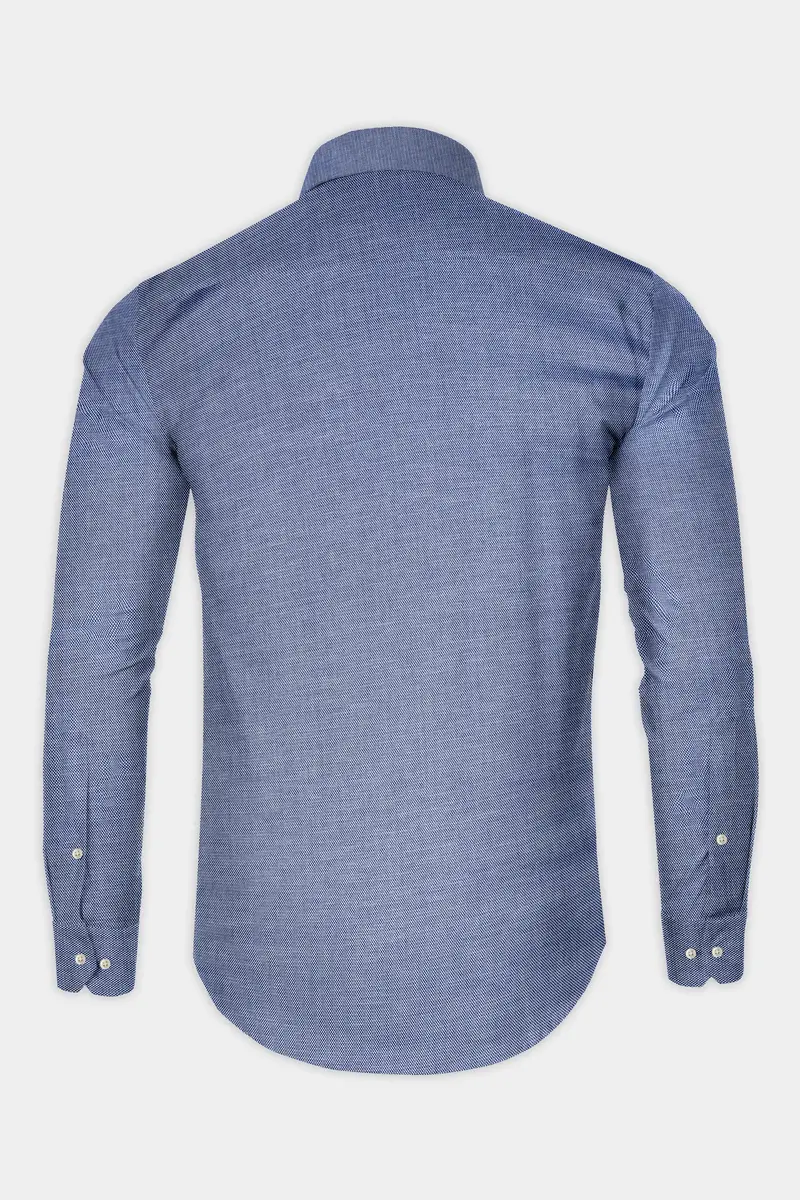 Raven Blue Dobby Textured Premium Cotton Shirt 5