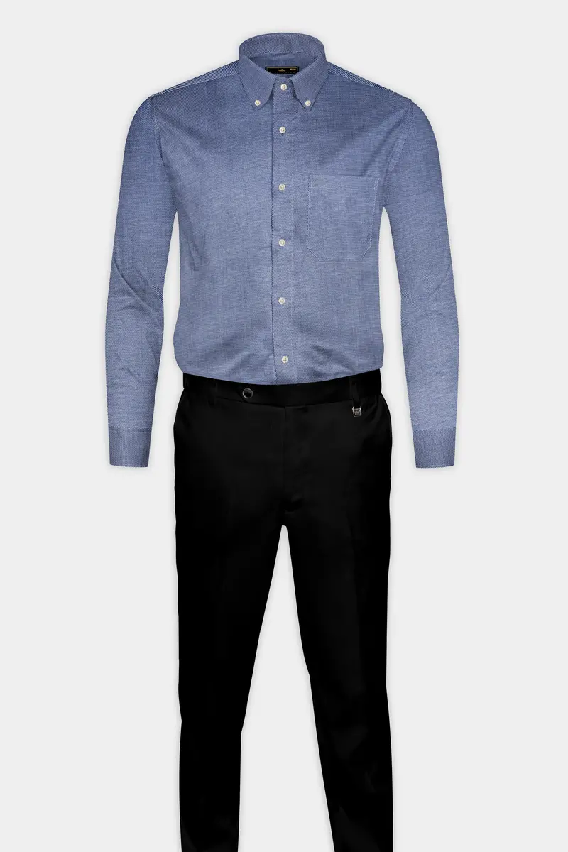 Raven Blue Dobby Textured Premium Cotton Shirt 6