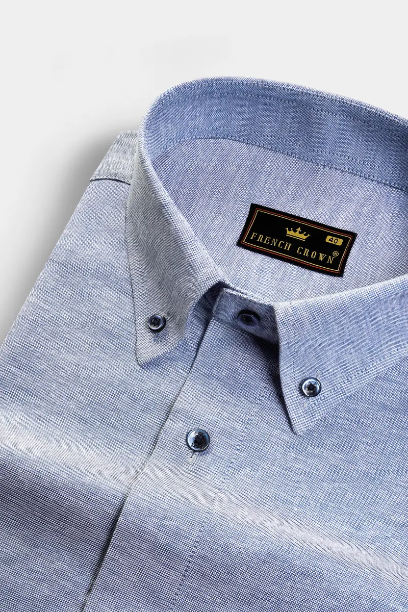 Raven Blue Textured Oxford Premium Cotton Shirt 1