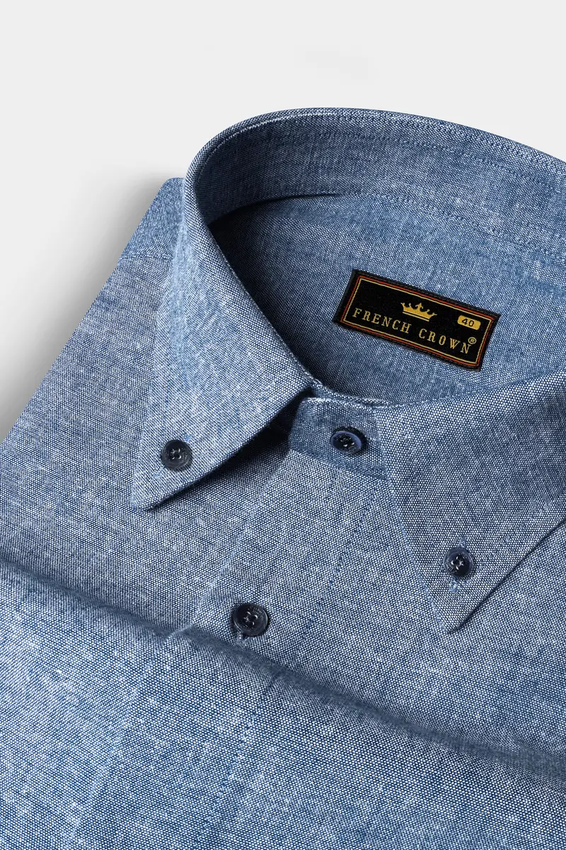 Raven Blue Textured Royal Oxford Premium Cotton Shirt 1