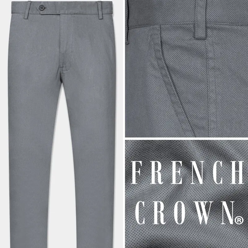 Raven Gray Micro Dots Textured Premium Cotton Chinos Pant 1