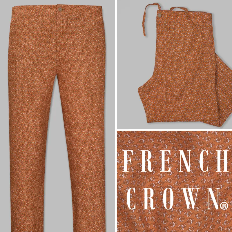 Raw Sienna Flowers Printed Premium Tencel Lounge Pant 1