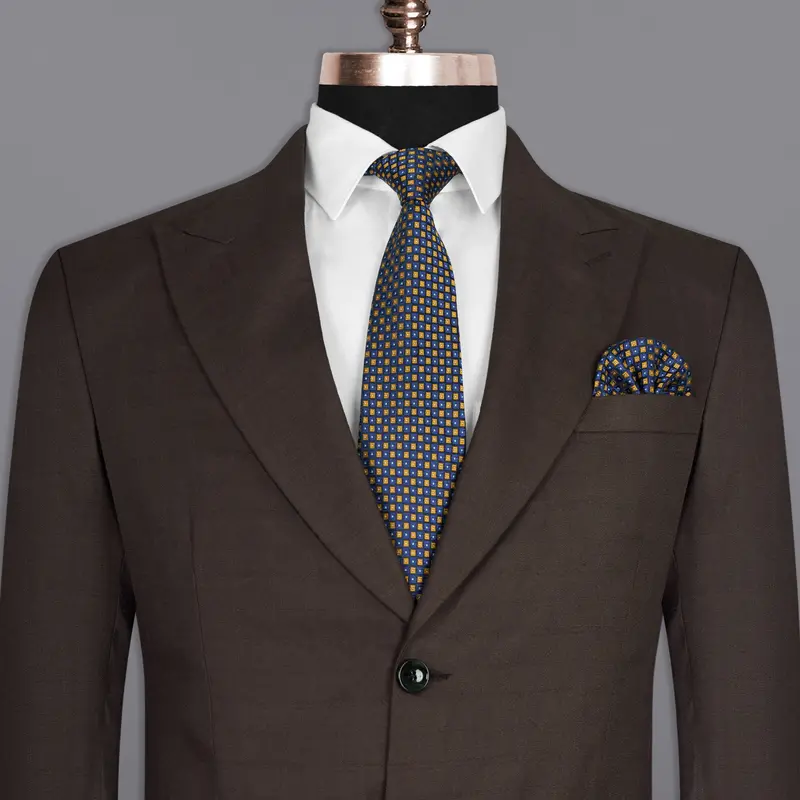 Rebel Brown Subtle Windowpane Wool Rich Blazer 1