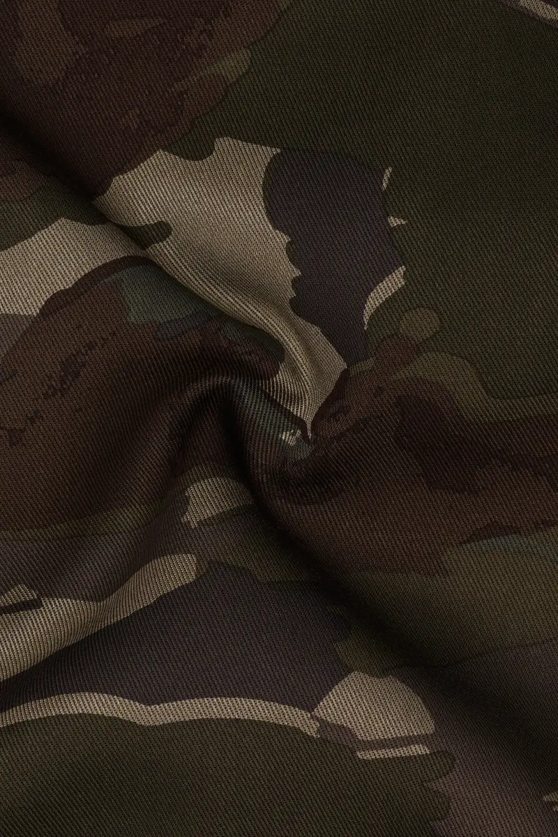Rebel With Bronco Brown And Rifle Green Camouflage Printed Premium Tencel Shirt 3