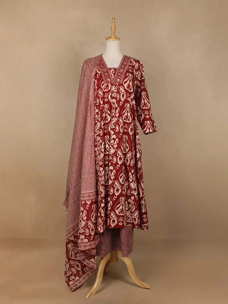 Red Abstract Designed Salwar Suit 1