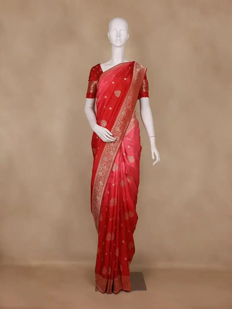 Red Butta Woven Design Banarasi Silk Saree 1