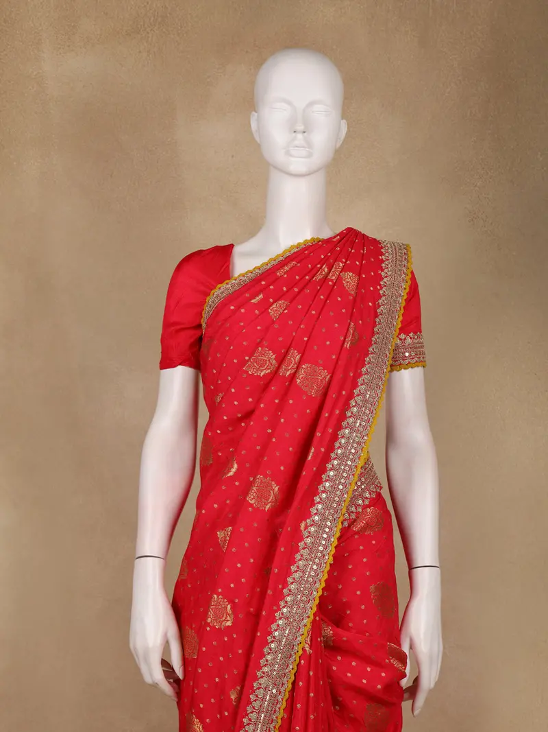 Red Butta Woven Design Banarasi Silk Saree 2