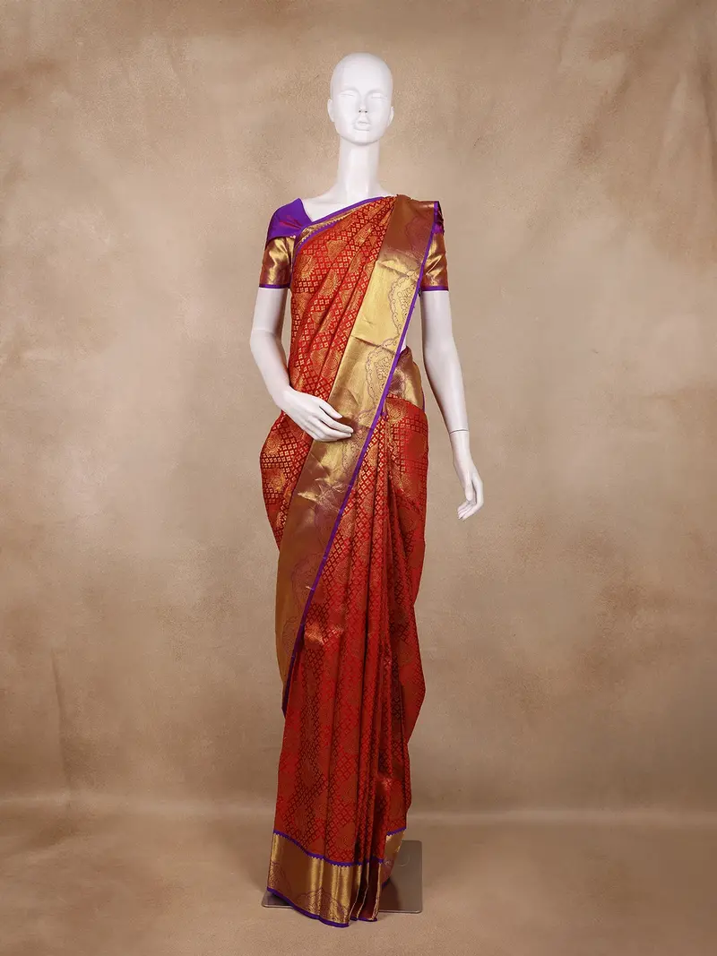 Red Butta Woven Design Kanchipuram Silk Saree 1