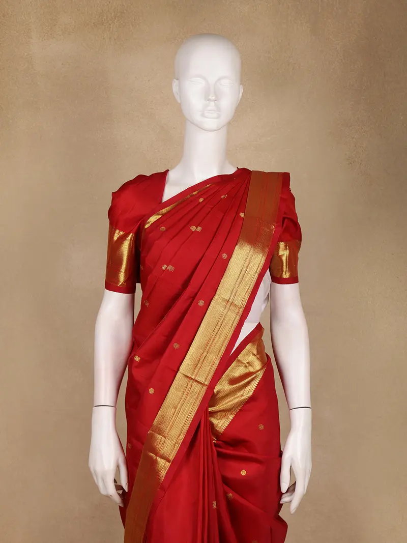 Red Butta Woven Design Pure Kanchipuram Silk Saree 2