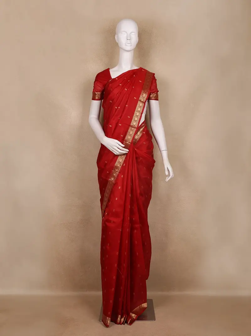 Red Butta Woven Pure Kanchipuram Silk Saree 1