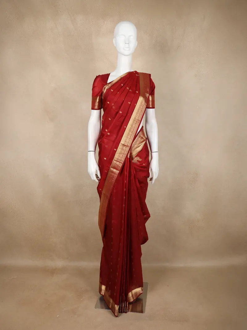 Red Butta Woven Pure Kanchipuram Silk Saree 1