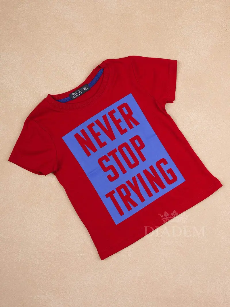 Red Cotton Half Sleeve T-Shirt With Print Design For Boys 1