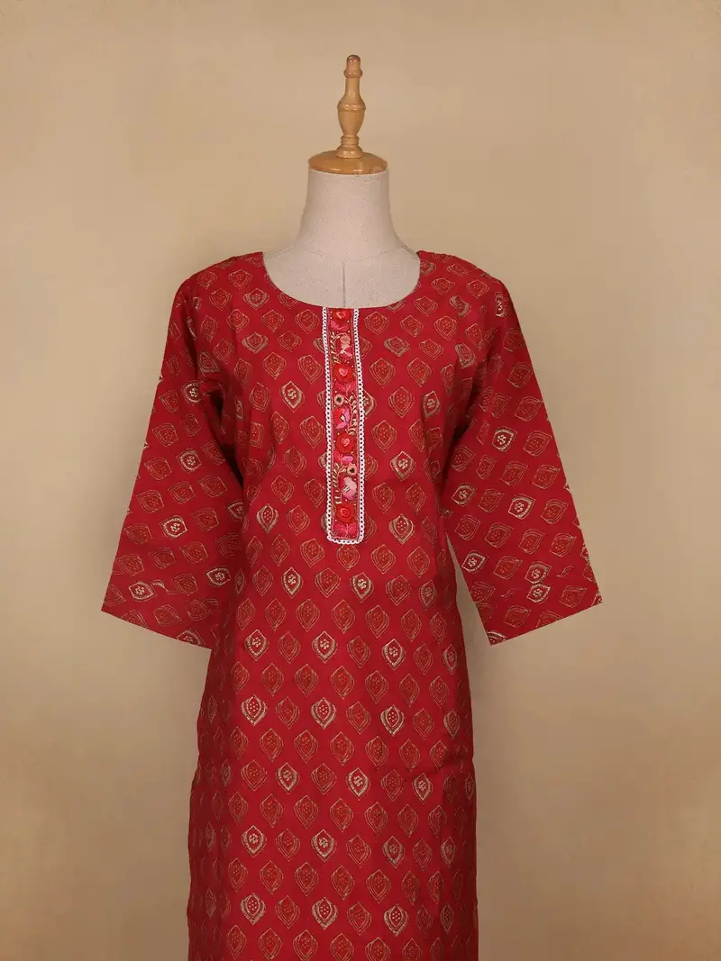 Red Diamond Designed Cotton Salwar Suit 2