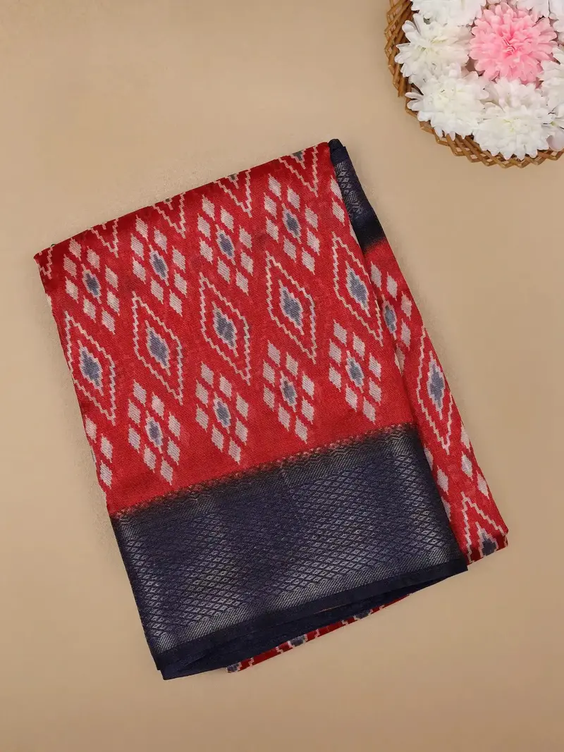 Red Diamond Designed Fancy Cotton Saree 1