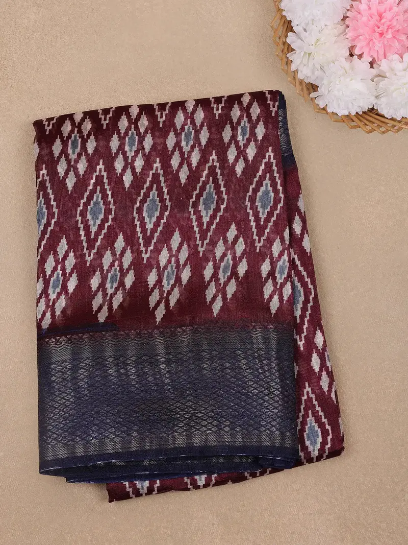 Red Diamond Designed Fancy Cotton Saree 1
