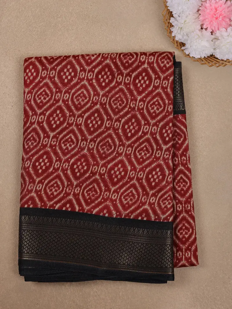 Red Diamond Prints Fancy Georgette Saree 1