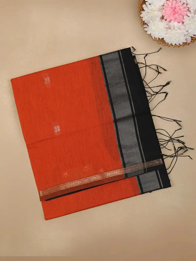 Red Floral Butta Fancy Cotton Saree 1
