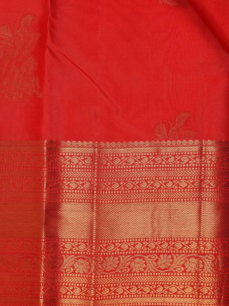 Red Floral Buttis Pure Kanchipuram Silk Saree 2
