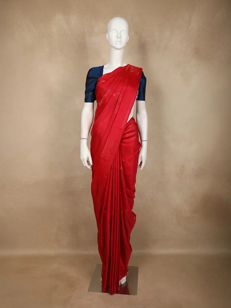 Red Floral Design Soft Silk Saree 1