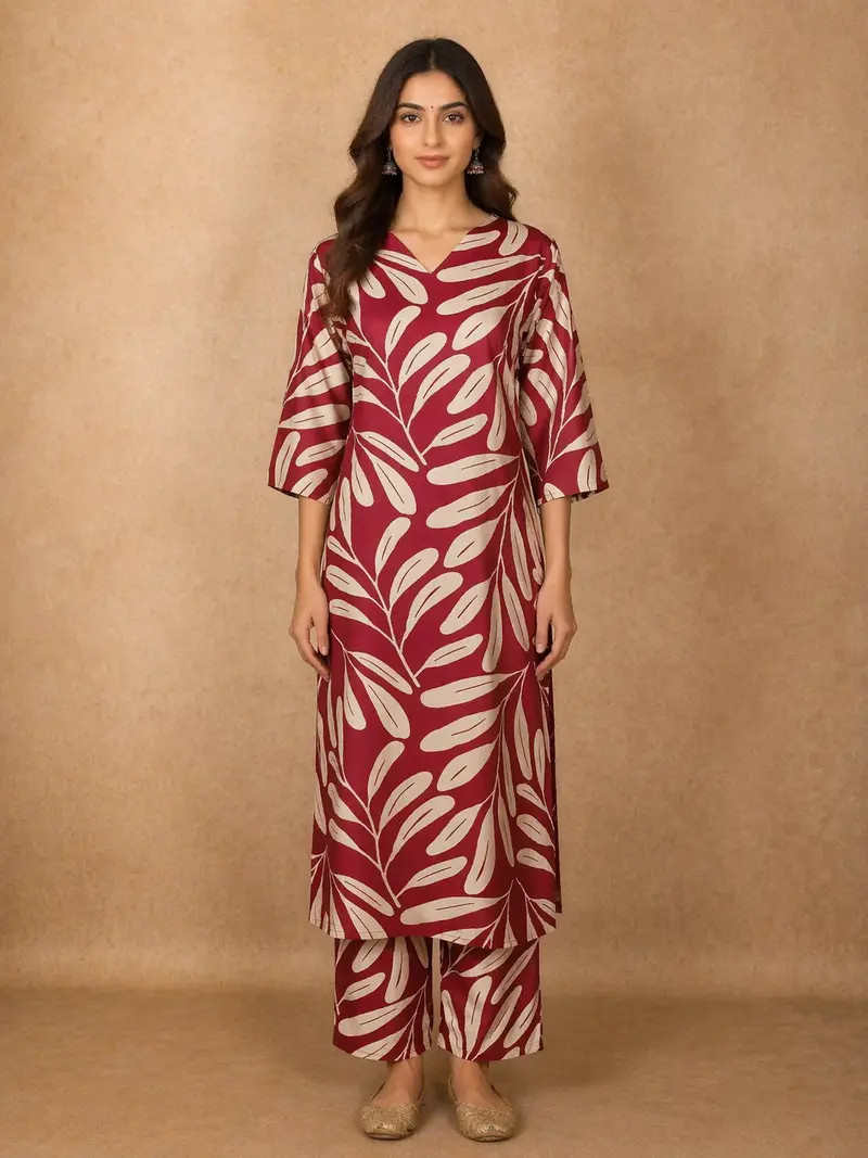 Red Floral Designed Cotton Salwar Suit 1