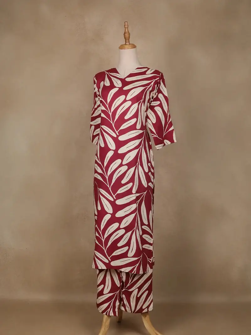 Red Floral Designed Cotton Salwar Suit 4