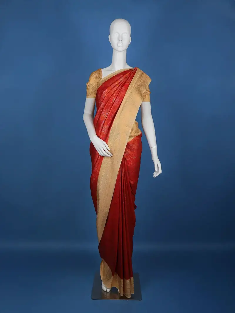 Red Floral Designed Soft Silk Saree 1