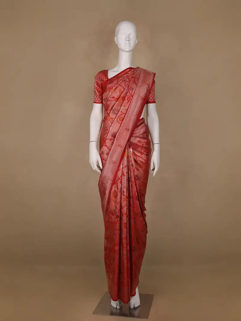 Red Floral Designed Soft Silk Saree 1