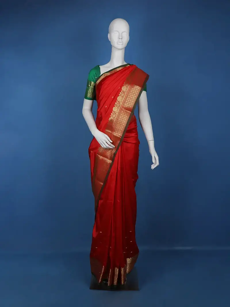 Red Floral Designed Soft Silk Saree 1