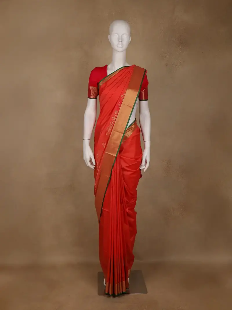 Red Floral Designed Soft Silk Saree 1
