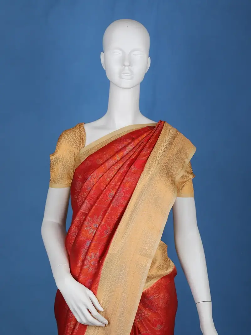 Red Floral Designed Soft Silk Saree 2