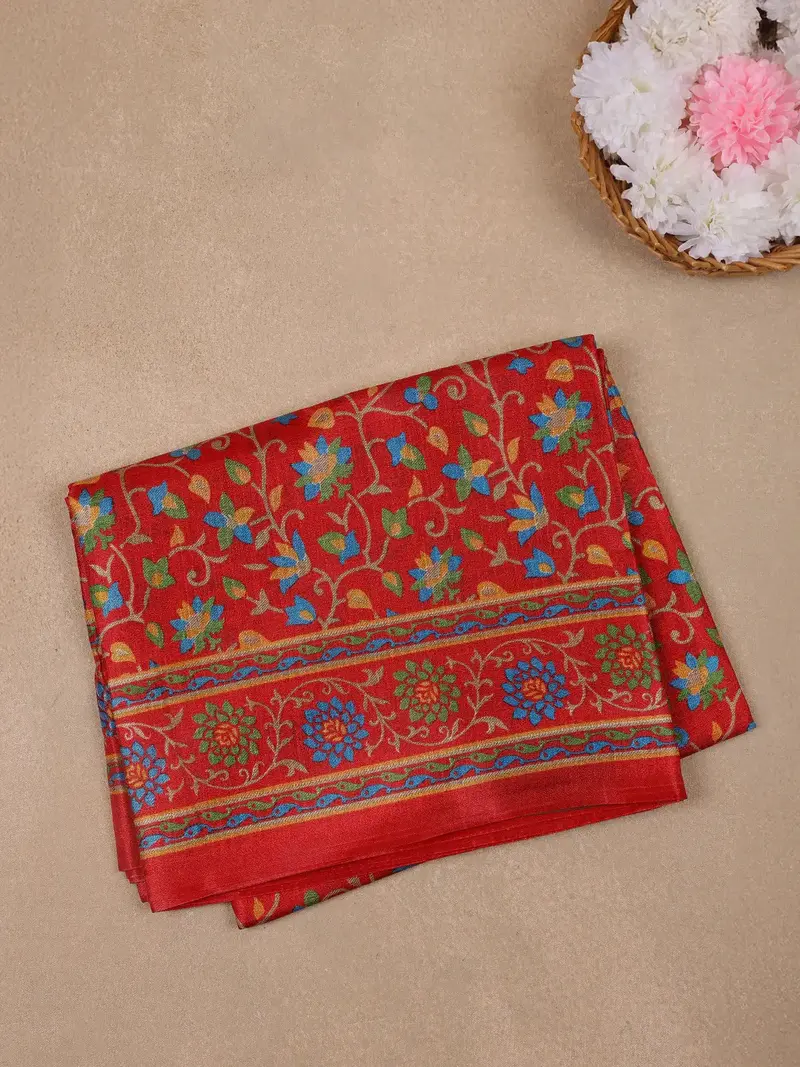 Red Floral Prints Fancy Georgette Saree 1