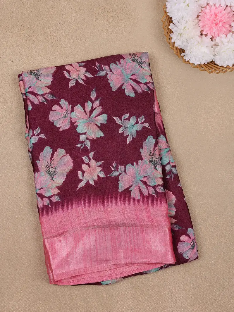 Red Floral Prints Fancy Georgette Saree 1
