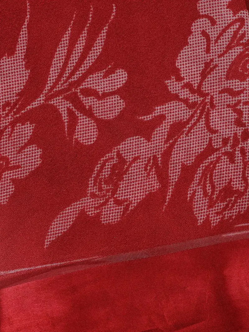 Red Floral Prints Fancy Georgette Saree 2