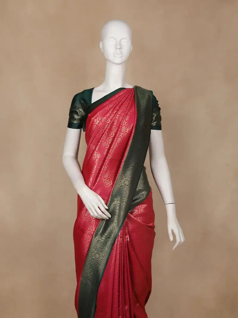 Red Geometric Design Semi Silk Saree 2