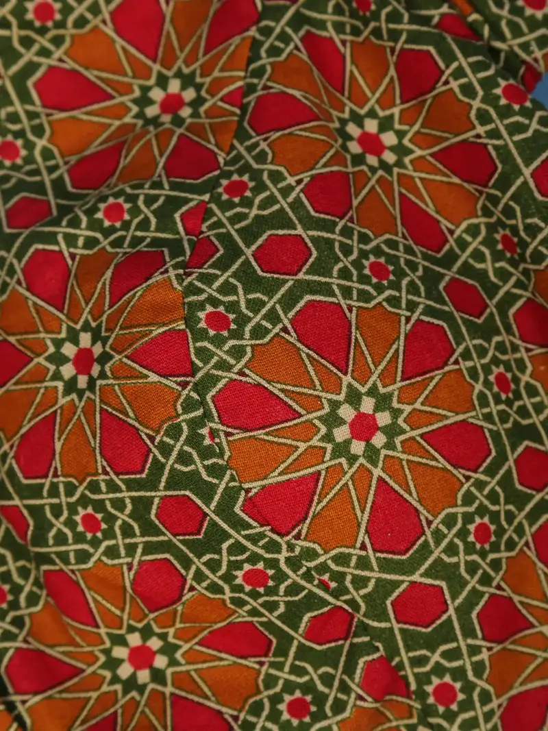 Red & Green Geometric Design Cotton Blouse 2