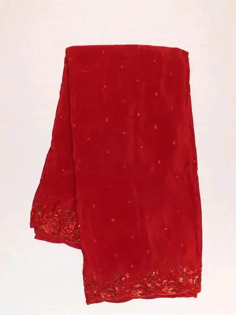 Red Organza Silk Saree Embellished With Floral Embroidery Border 1