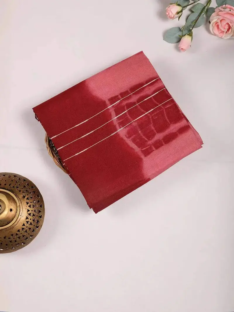 Red Pink Cotton Saree With Tie And Dye Design On The Body And Without Border 1