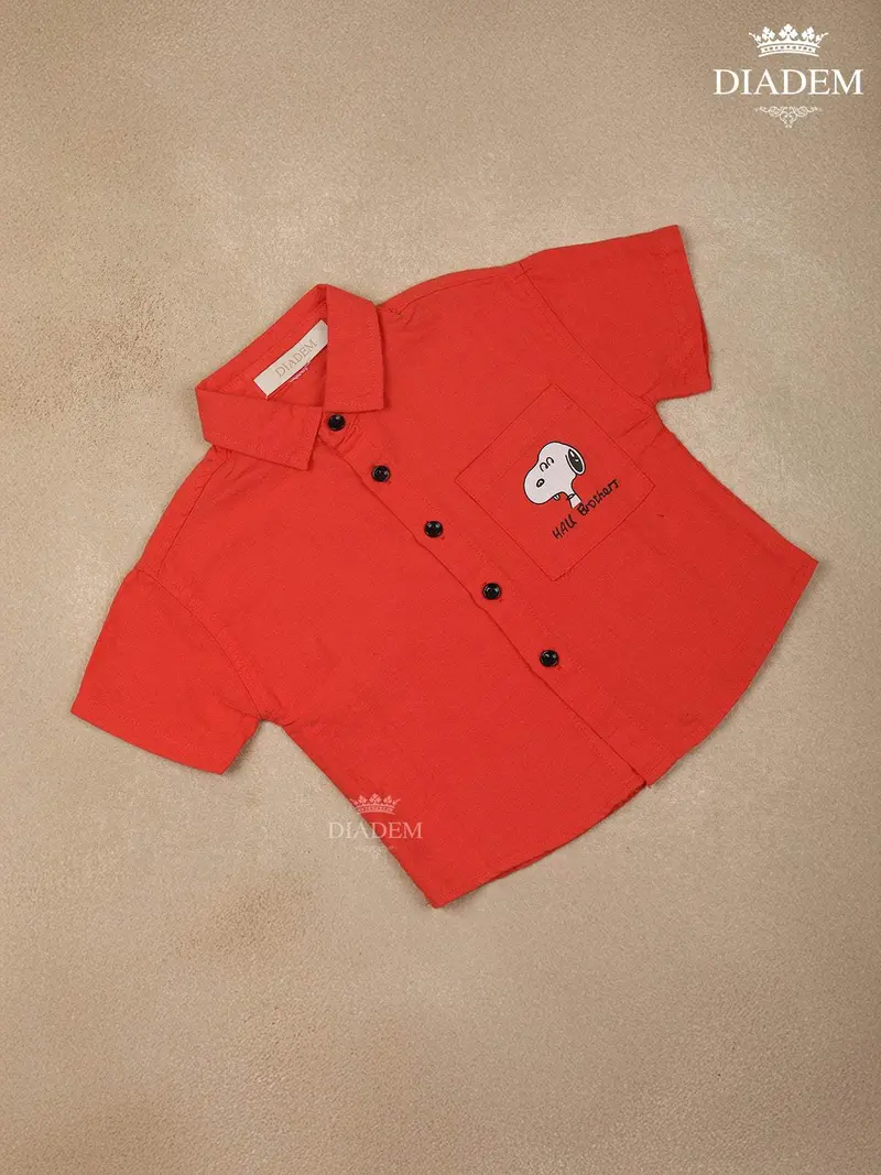 Red Plain Half Sleeve Cotton Shirt 1
