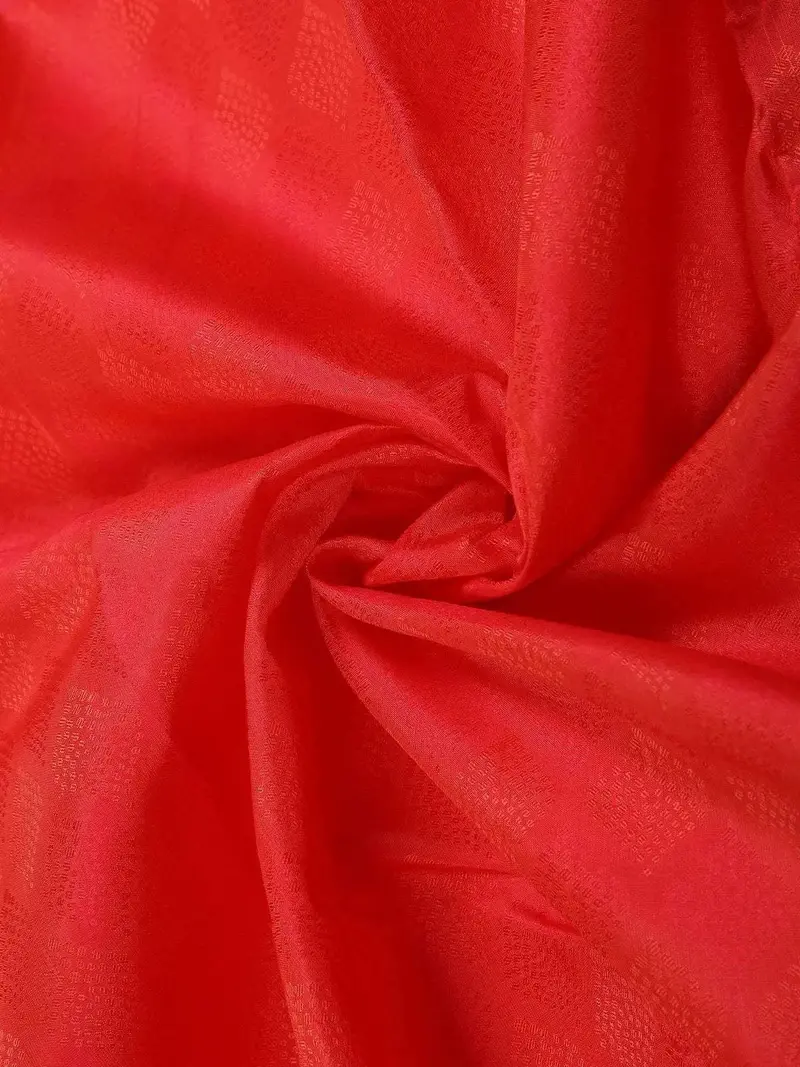 Red Pure Kanchipuram Bridal Silk Saree With Flower Design On The Body And Without Border 2